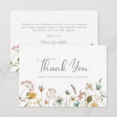 Carte De Remerciements Fête des mariées fleur sauvage (Devant / Derrière)