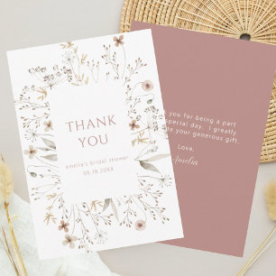 Carte De Remerciements Fête des mariées fleur sauvage à cadre de fleurs r