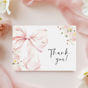 Carte De Remerciements Fête des mariées florale de Bow rose
