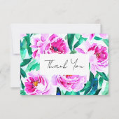 Carte De Remerciements Fête des mariées florale de Peony rose (Devant)