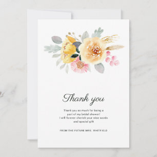 Carte De Remerciements Fête des mariées florale moderne Pastel
