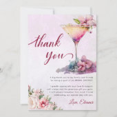 Carte De Remerciements Fête des mariées florale rose (Devant)