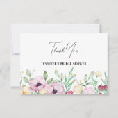 Carte De Remerciements Fête des mariées florale rose (Devant)