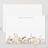 Carte De Remerciements Fête des mariées frontière Fleur sauvage violet pe (Devant / Derrière)