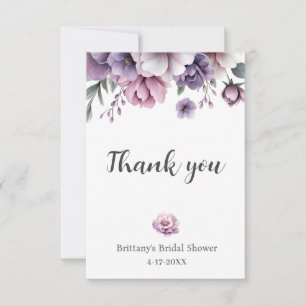 Carte De Remerciements Fête des mariées Lavender Aquarelle Florale