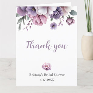 Carte De Remerciements Fête des mariées Lavender Aquarelle Florale