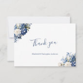 Carte De Remerciements Fête des mariées Mariage bleu blanc (Devant)