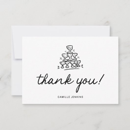 Carte de remerciements Fête des mariées moderne (Devant)