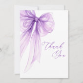 Carte De Remerciements Fête des mariées moderne de Bow violet (Devant)
