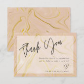 Carte De Remerciements Fête des mariées moderne en marbre beige (Devant / Derrière)
