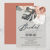 CARTE DE REMERCIEMENTS FÊTE DES MARIÉES MONSTRERA FLORALE DE POINTE GRIS  (Devant / Derrière)