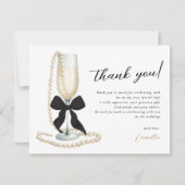 Carte De Remerciements Fête des mariées noire Pearl & Prosecco (Devant)