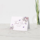 Carte De Remerciements Fête des mariées papillon floral Dusty Mauve (Devant)