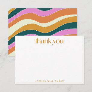 Carte De Remerciements Fête des mariées personnalisée super rétro rose ja