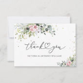 Carte De Remerciements Fête des mariées Plat Rose-Blanc (Devant)