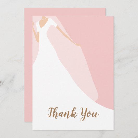 Carte De Remerciements Fête des mariées rose chic (Devant / Derrière)