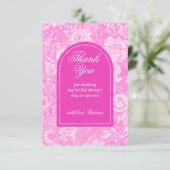 Carte De Remerciements Fête des mariées rose magenta florale (Debout devant)