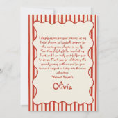 Carte De Remerciements Fête des mariées rouge à main italienne (Dos)