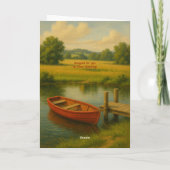 Carte De Remerciements Fête des pères sur mesure Bateau rouge et tracteur (Dos)