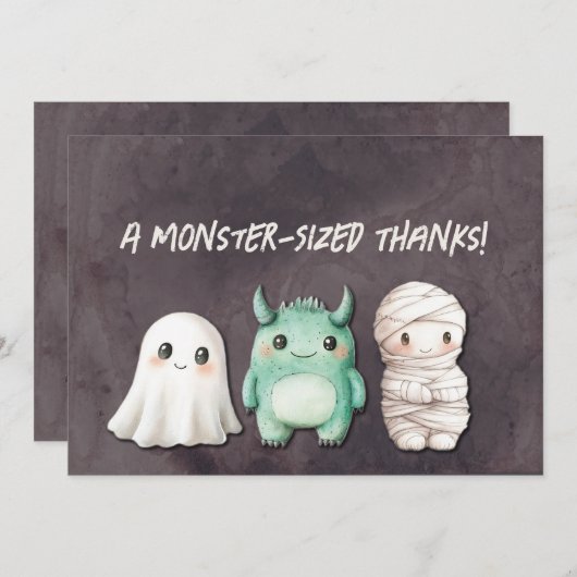 Carte De Remerciements Fête d'Halloween adorable (Devant / Derrière)