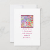 Carte De Remerciements Fête du 100e anniversaire Fleurs florales Moderne  (Dos)