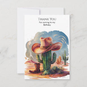 Carte De Remerciements Fête du Cowboy Casquette Wild West