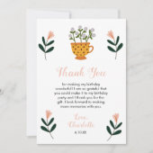 Carte De Remerciements Fête du thé moderne Fleur Anniversaire (Devant)