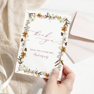 Carte De Remerciements Fête élégante de mariage automnal avec des fleurs