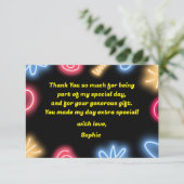 Carte De Remerciements Fête laser d'anniversaire de néon fou (Debout devant)