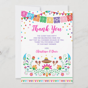 Carte De Remerciements Fête Mexicaine Colorée Nacho Baby Shower Moyenne
