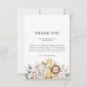 Carte De Remerciements Fête minimale aventure Animaux de la forêt Bébé