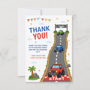 Carte De Remerciements Fête personnalisée de camion monstre