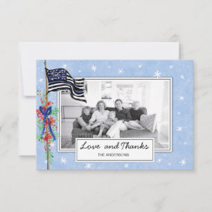 Carte De Remerciements Fête photo de la famille du drapeau de la Ligne Bl