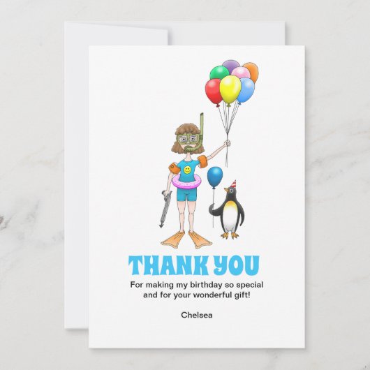 Carte De Remerciements Fête Piscine (Devant)