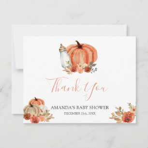 Carte De Remerciements Fête Prénatale Bébé Automne Tomate Orange qui Tomb