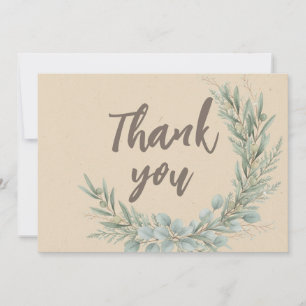 Carte De Remerciements Fête Prénatale Couronne Rustique de Noël avec Feui