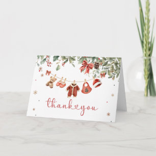 Carte De Remerciements Fête Prénatale de Bébé Fille de l'Hiver de Noël