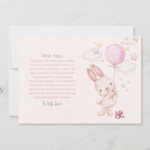 Carte De Remerciements Fête prénatale de Bébé Lapin Fille