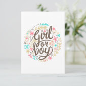 Carte De Remerciements fête prénatale fille ou garçon (Debout devant)