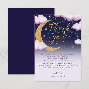 Carte De Remerciements Fête Prénatale Fille "Twinkle Little Star" Remerci