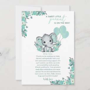 Carte De Remerciements Fête Prénatale Neutre pour Bébé Éléphant