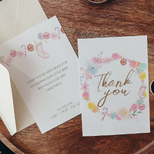 Carte De Remerciements Fête Prénatale Pastel de Pays des Merveilles d'Hiv