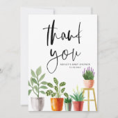Carte De Remerciements Fête Prénatale Plantes en Pot Peintes à l'Aquarell (Devant)