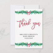 Carte De Remerciements Fête Prénatale Plate Branche d'Arbre de Noël (Devant)