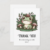 Carte De Remerciements Fête Prénatale pour le Petit Grenouille Mignon (Devant / Derrière)