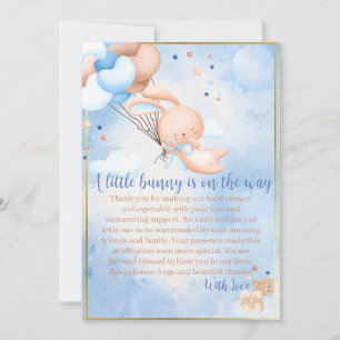 Carte De Remerciements Fête Prénatale pour un Petit Garçon Lapin