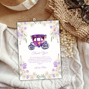 Carte De Remerciements Fête Prénatale Princesse Carrosse Floral Pastel Fi