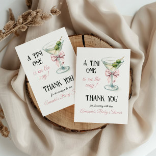 Carte De Remerciements Fête Prénatale Retro A Tini One Martini Rose Ruban