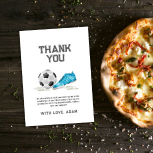 Carte De Remerciements Fête Prénatale Rétro Enfant Garçon Football Sport