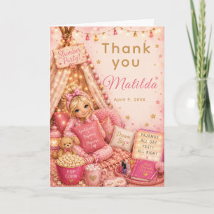 Carte De Remerciements Fête pyjama rose